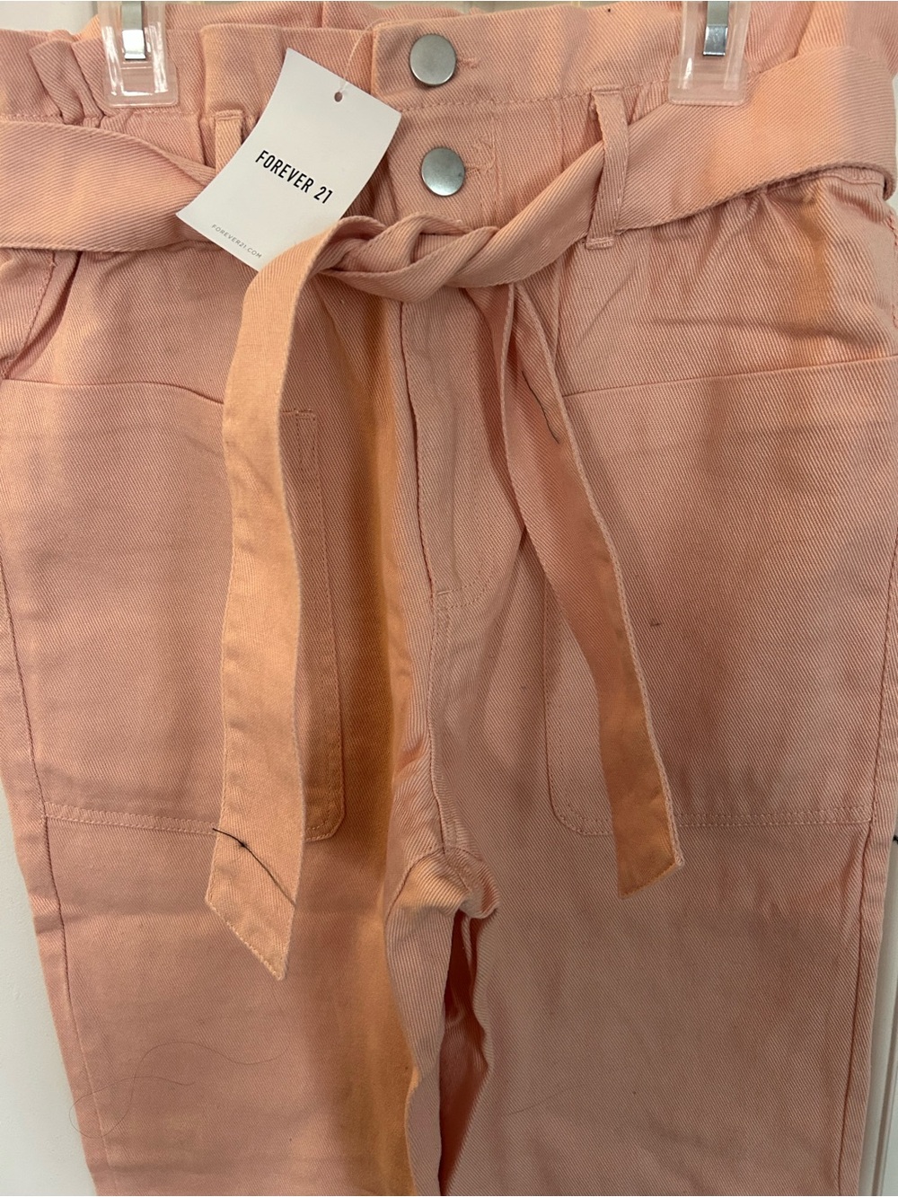 Seashell Pink Paper Bag Ankle Pants Forever 21 New With Tags Size Small - Picture 2 of 8